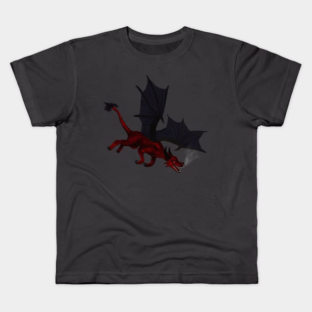 Red Dragon Kids T-Shirt by Kaotik Sketches